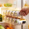 Geladeira Armazenamento de Bebidas Prateleira de Armazenamento Auto-rolante de Camada Dupla Latas de Cerveja Pet Refrigerante Coke Aumentar Número