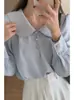 Camisa con Cuello Peter Pan para Mujer 2026 Primavera Nuevo Diseño Retro Francés Manga Abullonada Versátil Cómodo Elegante Top