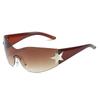 Nueva moda sin montura europea y americana retro sin montura y2g estrella de cinco puntas gafas de sol personalizadas integradas gafas de sol transfronterizas