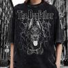 Hermoso perro lobo Doberman spaniel, moda europea y americana, camiseta holgada de gran tamaño para hombres y mujeres, lavada, desgastada y con rociado directo.