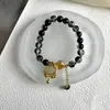 Pulseira de Estudante Versátil da Moda Contas Coloridas Pop Pingente de Cadeado Pequeno Pulseira de Contas Joias Fofas para Estudantes