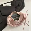 Bolsa Plissada para Mulheres 2026 Primavera Nova Tendência Moda Bolsa de Ombro Textura de Nicho Versátil Estilo Ins Bolsa de Mão Bolsa de Ombro