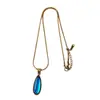 Collar Colgante Personalidad Retro Vintage Gota de Agua Zafiro Azul Nicho Fresco Moda Gargantilla Única