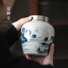 Porcelana Azul e Branca Lata de Chá Lata Selada Caixa de Embalagem de Chá de Cerâmica Armazenamento de Chá Branco Chá Verde Lata de Chá Armazém de Chá Retrô Casa