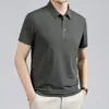 Camisa Polo de Manga Corta para Hombre de Nailon sin Costuras 2026 Verano Nuevo Estilo Cuello Solapa Transpirable Delgado Casual Color Sólido Camiseta para Hombre