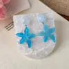 Pendientes de acrílico azul con forma de estrella de mar estilo vacación en la playa para mujer, pendientes de coco dopamina, accesorios únicos y hermosos para las orejas