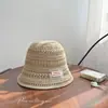 Fábrica de Gorros de Pescador Tejidos En Stock Verano Calado Transpirable Gorro de Pescador Protección Solar Sombrero de Cubo Que Hace que la Cara Parezca Más Pequeña Sombrero para el Sol