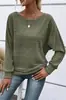 Otoño e Invierno 2025 Europeo y Americano Nuevo Cómodo Casual Color Sólido Manga Larga Cuello Redondo Jersey de Punto Camiseta Nuevo Estilo Europeo y Americano