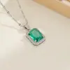 Conjunto de Joias Vintage Colar de Esmeralda Anel Brincos Stud Zircônia Quadrada Estilo Luxo Leve Transfronteiriço Mais Vendido Acessórios de Moda