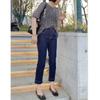 22582 Daaimaiyiyuan Verão 2025 Novo Estilo Coreano Blusa Solta Rejuvenescedora Jeans Reto de Cintura Alta para Mulheres