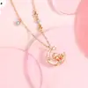 Colar Original de Unicórnio Estrela e Lua Novo Estilo Chinês Esmalte Feminino Fofo Corrente para Clavícula Cavalo Design Niche Puro Prata