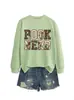 Amazon Wish site independente moda casual retrô feminina nerd de livros floral outono e inverno nova blusa de moletom