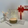 Venta caliente transfronteriza base de madera maciza Tablero de mensajes luz de noche 3D Luz creativa acrílico lámpara de mesa de ambiente