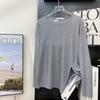 Camiseta de Manga Larga de Lino Hielo con Abertura Lateral para Protección Solar para Mujer, Ropa Exterior Delgada de Verano, Top Holgado para Cubrirse del Aire Acondicionado, Protección Solar Alta UPF50