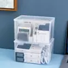 Caja de almacenamiento transparente de fábrica para cables de datos con tapa, fuente de alimentación, cable de carga para teléfono móvil, enchufe, organizador de cables de escritorio, enrollado