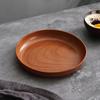 Estilo Ins Plato Redondo de Madera con Veta Vintage para Fruta Plato para Postre y Snacks para el Hogar Plato para Bistec Café Ensalada Té