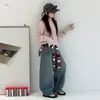 Calças Jeans Cropped Femininas de Inverno Espessas com Forro de Fleece para Crianças de Meia-Idade e Mais Velhas, Painel Traseiro Espessado, Fechamento Frontal com Botões, Jeans Estilo 'Dad', Calças de Pernas Largas Quentes