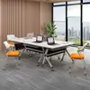 Mesa de Conferencias Plegable, Mesa Larga Móvil y Modular, Escritorio de Oficina para Dos Personas, Mesa y Sillas Plegables para Entrenamiento