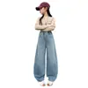Jeans para niñas primavera 2026 nuevo estilo, pantalones anchos de pierna curva con retazos para niños grandes, pantalones largos para niños mayores, para primavera y otoño