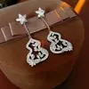 Pendientes de Plata Aguja con Forma de Corazón Gota de Agua Incrustados de Diamantes, Pendientes Coloridos Estilo Corte Vintage, Nuevo Modelo 2026, Pendientes de Moda Exquisitos para Mujer