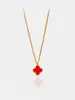 Acero de titanio puro rojo blanco verde negro trébol colgante de moda collar cadena de clavícula de alta calidad para mujer de doble cara con temperamento