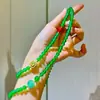 Colar Corrente de Suéter Design Retro de Alta Qualidade High-End Gelo Natural Crisoprásio Transparente Calcedônia Vermelha