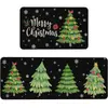 Alfombra de piso para vacaciones de Navidad, terciopelo de cristal para cocina, absorbente de agua y aceite, antideslizante, juego largo de dos piezas, felpudo, alfombra de piso para puerta de entrada