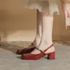 Sandalias de Moda Jingang Yl50309 de Tacón Alto con Espalda Descubierta para Uso en Exteriores, Nuevo Estilo Verano 2026, Punta Cuadrada, Tacón Grueso, Versátil Tacón Medio