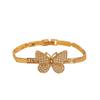 Pulsera de Mariposa con Diamantes Micropavimentados, Pulsera Retro de Oro Arena, Pulsera de Temperamento de Mariposa Tridimensional para Mujer, Pulsera de Lujo Ligero y de Alta Gama