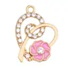 Accesorios DIY para Joyería Colgante Individual Corazón Gota de Aceite Incrustado con Pedrería Aleación Colgante de Collar Pulsera Accesorio Venta al por Mayor