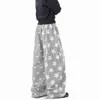 Pantalones de Chándal Grises con Estampado Integral de Estrellas Estilo Americano para Mujeres y Hombres, Pantalones Deportivos de Jazz para Invierno, Pantalones Holgados Casuales
