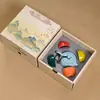 Qianlijiang Shanxi Shi Pot Ding Kiln Juego de Té de Una Olla Cuatro Tazas Juego de Cerámica Completo Tendencia Nacional Tetera Regalo Souvenir