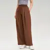 Calça de yoga reta solta de cintura alta calça comprida para corrida ao ar livre calça de yoga de perna larga calça casual para fitness trabalho proteção solar feminina