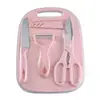 Conjunto de Facas para Frutas de Aço Inoxidável com 4 Peças, Tesoura, Faca para Frutas, Tábua de Corte, Descascador, Faca de Cozinha com Capa para Faca