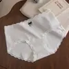 Calzones de algodón con encaje estampado lindos para mujer, cómodo refuerzo 10A antibacteriano 100% algodón, calzones triangulares dulces de niña con moño