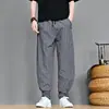 Pantalones de rayas para hombre estilo chino con cierre de botón, pantalones casuales para hombre, corte slim, pierna ancha holgada, verano A266-K58-P40