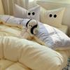 Estilo japonês mix and match conjunto de quatro peças de algodão lavado super macio sem estampa lençol de cama capa de edredom conjunto de três peças para dormitório estudantil atacado