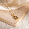 Colar Europeu e Americano Cravejado de Diamantes Retrô Esmeralda Aço Inoxidável Colar Corrente de Pescoço Simples Moda Corrente Clavicular de Aço Titânio de Alta Qualidade