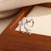 Joyería Transfronteriza, Estilo Lujo Ligero, Anillo Abierto de Doble Capa con Diamante Redondo, Diseño de Nicho, Anillo de Ola, Anillo de Moda Apilable para el Dedo Índice
