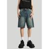 2023 Verão Novo Retro Azul Denim Shorts Masculino Solto Reto Slim Look Calças de Perna Larga Calças de Cinco Pontos Ins Trendy