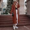 Exportación Transfronteriza Nuevo Wish Otoño e Invierno Color Puro con Capucha Cárdigan Largo Tejido de Punto Tejido de Punto Trenzado para Mujer