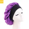 Nueva gorra de noche satinada de ala ancha elástica negra, gorra de maquillaje de belleza, sombrero para el cuidado del cabello JDB-301O
