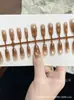 Nuevas Uñas Postizas Doradas con Hojas de Jade para Otoño e Invierno, Paquete de 30 Piezas de Tamaños Variados, para Arte de Uñas, Venta al por Mayor