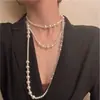 Colar Coreano Dongdaemun Retrô Multicamadas de Pérolas Sintéticas Corrente Longa Versátil para Suéter Joia Cheongsam Corrente de Bolas