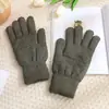 Guantes cálidos de invierno al por mayor guantes de lana elástica tejidos guantes con forro de vellón engrosados para exteriores a prueba de frío guantes de dedo de doble capa