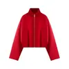 Ropa de mujer de comercio exterior transfronterizo de Amazon más vendida 2026 chaqueta casual de tres colores con cuello alto, cremallera, corta, holgada, de manga larga para mujer