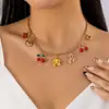 Collar Cruzado Transfronterizo Europeo y Americano para Mujer Estrella de Cristal Estrella de Mar Concha Colgante Perla Cadena de Cereza Multi-Colgante Collar Corto