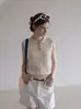 Chaleco de Punto Polo Hueco para Mujer, Nuevo Estilo Coreano de Verano 2026 Sin Mangas Ajustado Casual