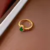 Anillo Abierto Ovalado de Zirconia Anillo Vintage para Dedo Índice Joyería Versátil de Lujo Ligero Estilo de Corte para Mujer