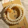 Pulsera de Cuentas Bodhi de Jade Blanco Similar al Jade, Doble Círculo, Cuentas de Ábaco, Semilla de Bodhi, Cuentas de Oración de Loto, Pulsera Vintage para Mujer